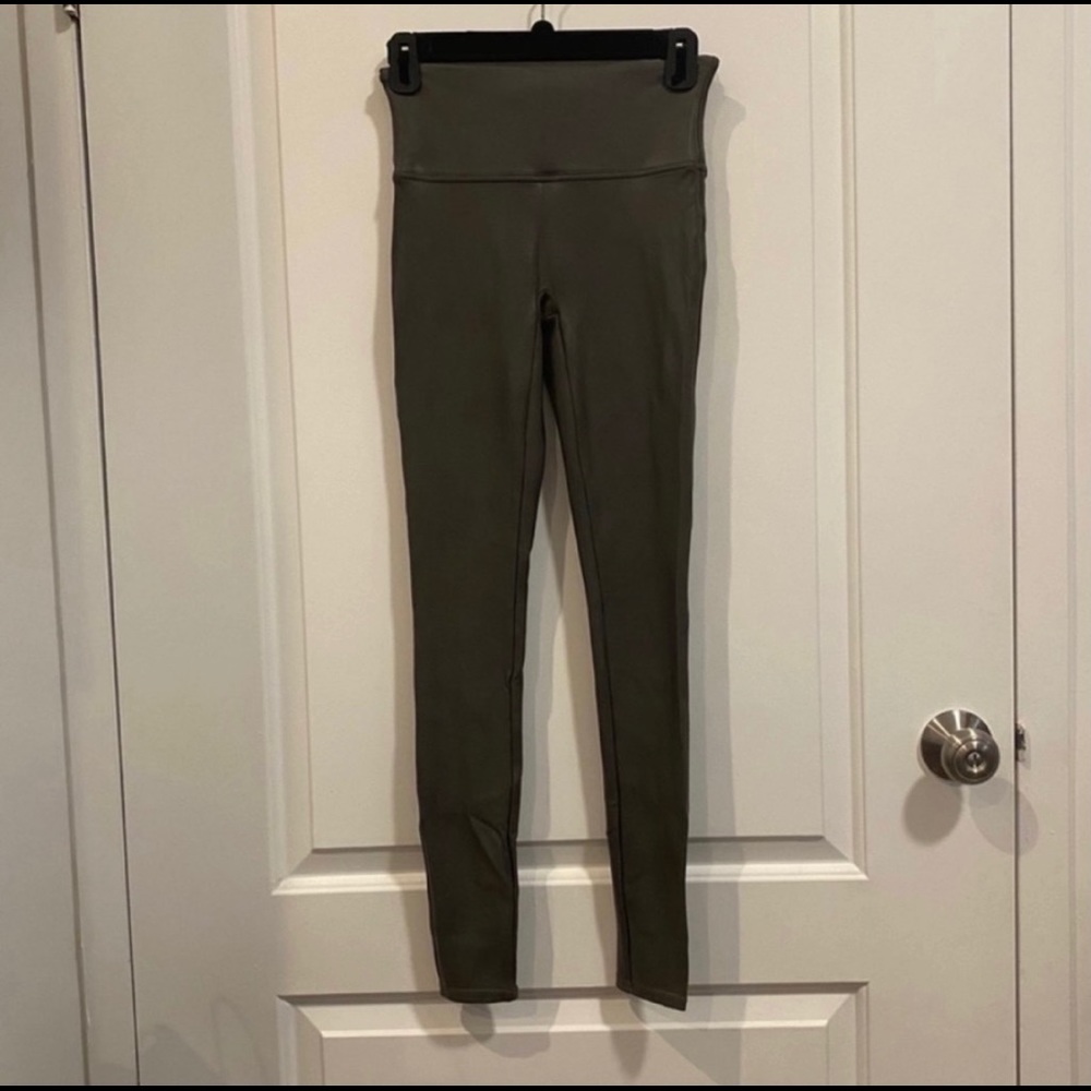 Spanx Faux Leather Leggings in Color Olive - Picture 5 of 6